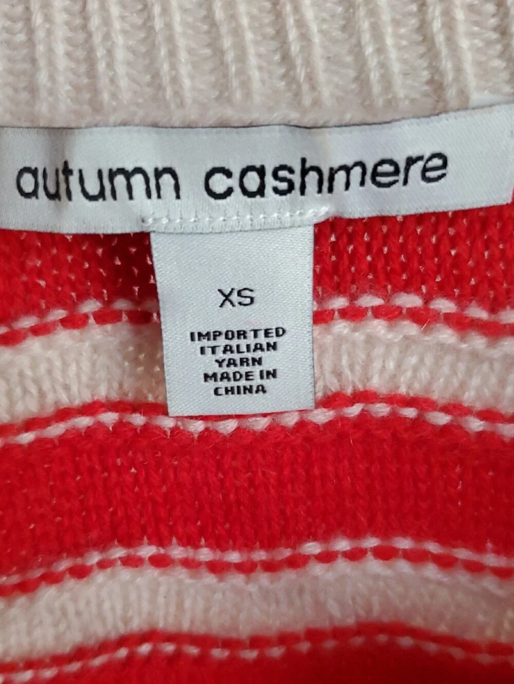 Autumn Cashmere Red & Cream Striped Button-Front Cardigan